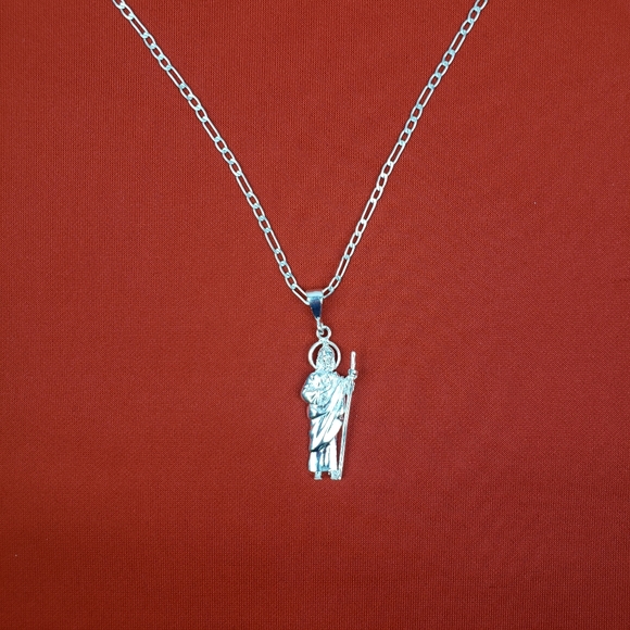 925 solid sterling silver Saint Jude Thaddeus pendant with sterling silver chain